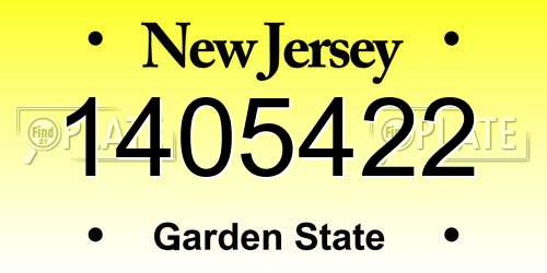 1405422 New Jersey License Plate