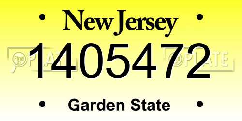 1405472 New Jersey License Plate