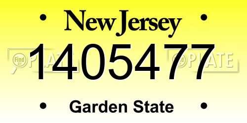 1405477 New Jersey License Plate