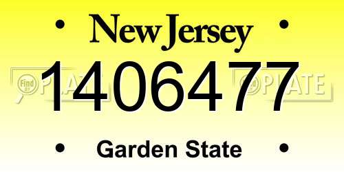1406477 New Jersey License Plate