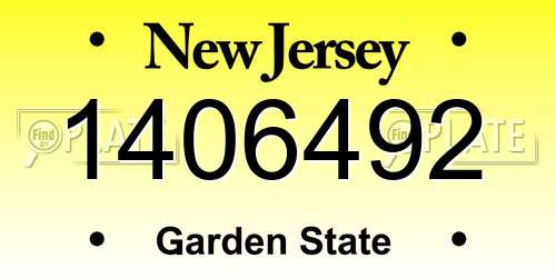 1406492 New Jersey License Plate