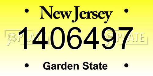 1406497 New Jersey License Plate