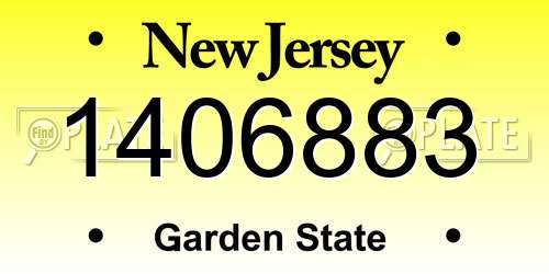 1406883 New Jersey License Plate