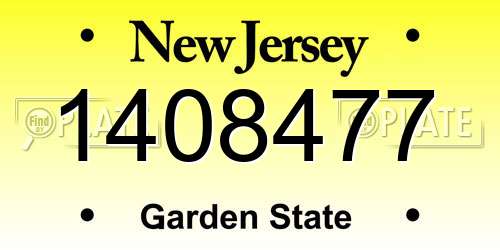 1408477 New Jersey License Plate