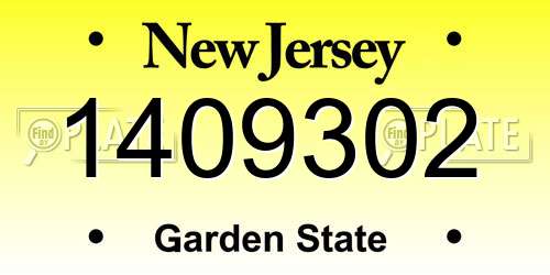 1409302 New Jersey License Plate