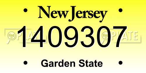 1409307 New Jersey License Plate