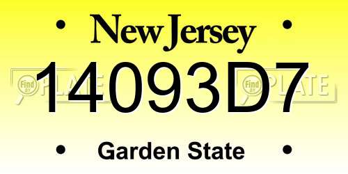 14093D7 New Jersey License Plate