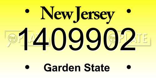 1409902 New Jersey License Plate
