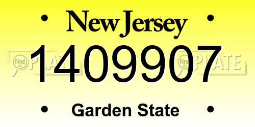 1409907 New Jersey License Plate