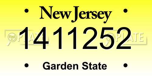 1411252 New Jersey License Plate