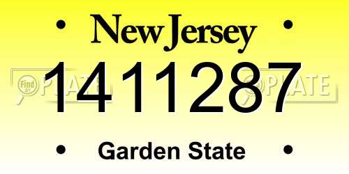 1411287 New Jersey License Plate