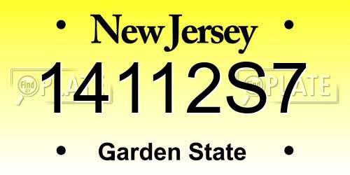 14112S7 New Jersey License Plate