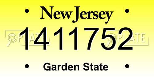 1411752 New Jersey License Plate