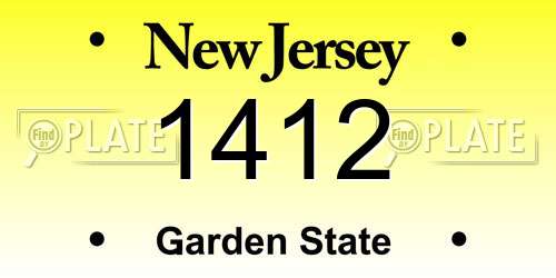 1412 New Jersey License Plate
