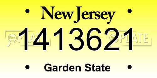1413621 New Jersey License Plate