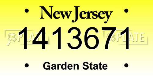 1413671 New Jersey License Plate