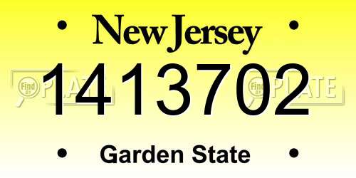 1413702 New Jersey License Plate