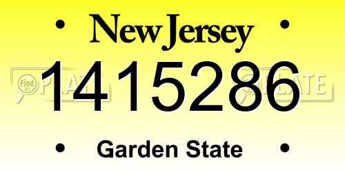 1415286 New Jersey License Plate