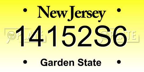 14152S6 New Jersey License Plate
