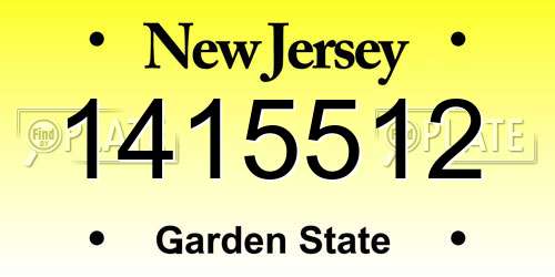 1415512 New Jersey License Plate