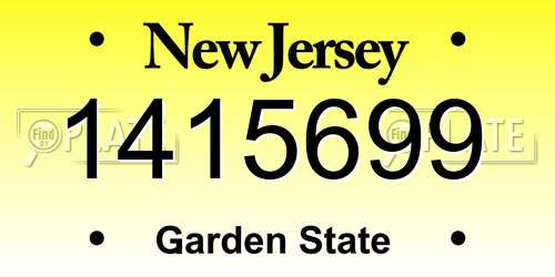 1415699 New Jersey License Plate