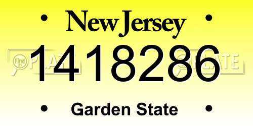 1418286 New Jersey License Plate