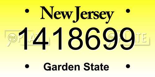 1418699 New Jersey License Plate