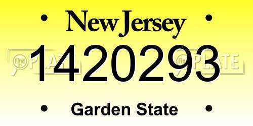 1420293 New Jersey License Plate