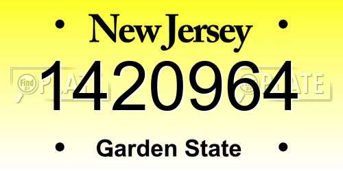 1420964 New Jersey License Plate