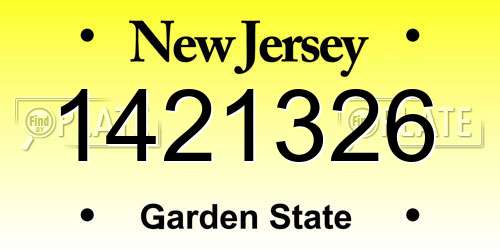 1421326 New Jersey License Plate