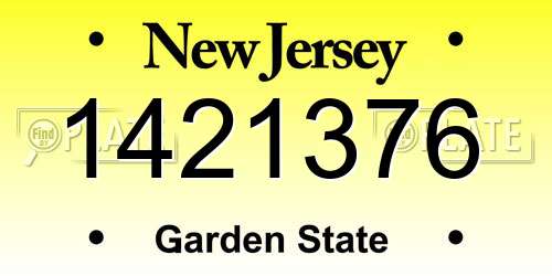1421376 New Jersey License Plate