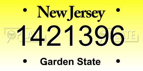 1421396 New Jersey License Plate