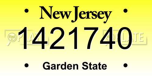 1421740 New Jersey License Plate