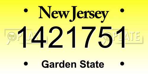 1421751 New Jersey License Plate
