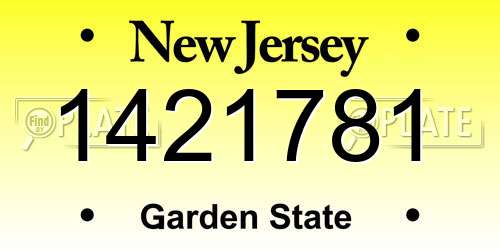1421781 New Jersey License Plate