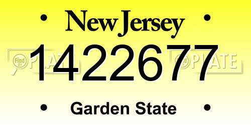 1422677 New Jersey License Plate