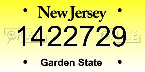 1422729 New Jersey License Plate