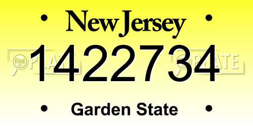 1422734 New Jersey License Plate