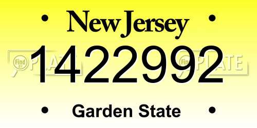 1422992 New Jersey License Plate