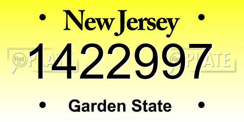 1422997 New Jersey License Plate