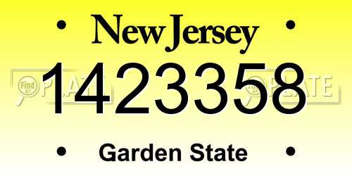 1423358 New Jersey License Plate
