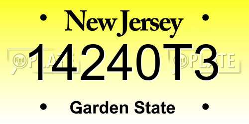 14240T3 New Jersey License Plate