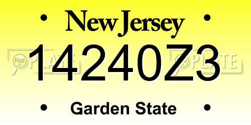 14240Z3 New Jersey License Plate