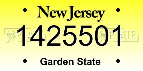 1425501 New Jersey License Plate