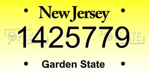 1425779 New Jersey License Plate