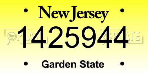 1425944 New Jersey License Plate