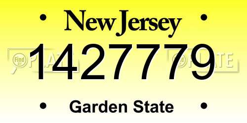1427779 New Jersey License Plate
