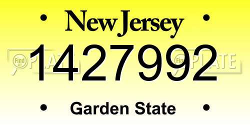 1427992 New Jersey License Plate