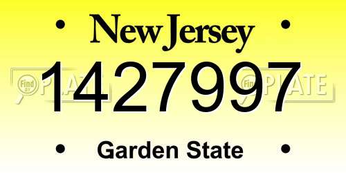 1427997 New Jersey License Plate