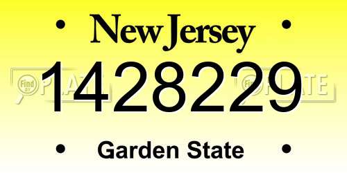 1428229 New Jersey License Plate